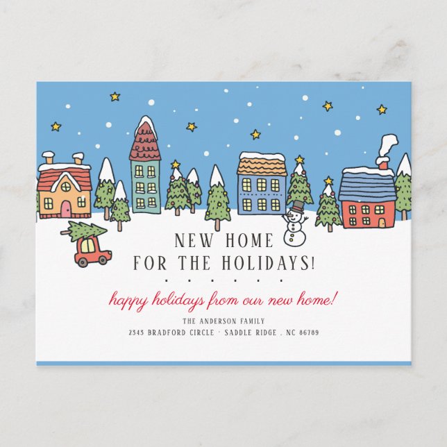 Christmas Town New Home for the Holidays Christmas Invitation Postcard (Front)