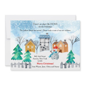 Christmas Town Watercolor Holiday Moving Card