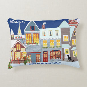 Christmas Town Winter Wonderland Houses Windows Accent Pillow