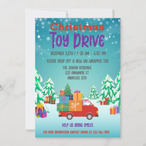 Christmas Toy Drive Family or Corporate Charity Invitation