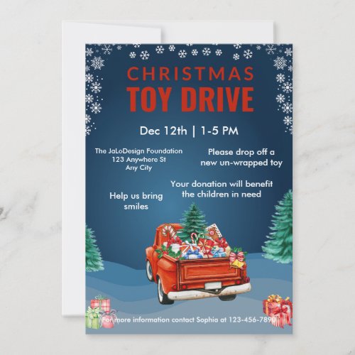 Christmas Toy Drive Family or Corporate Charity Invitation