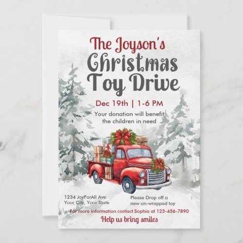 Christmas Toy Drive Family or Corporate Charity Invitation
