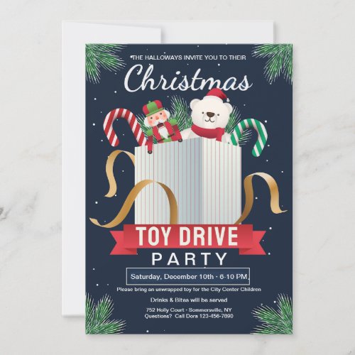 Christmas Toy Drive Party Invitation