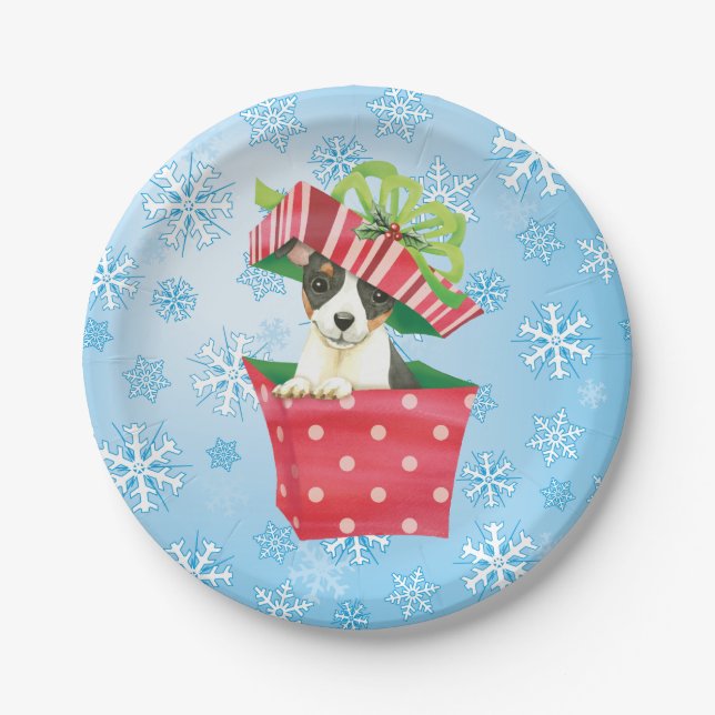 Christmas Toy Fox Terrier Paper Plates (Front)