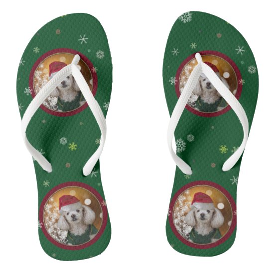 Christmas Toy Poodle Flip Flops