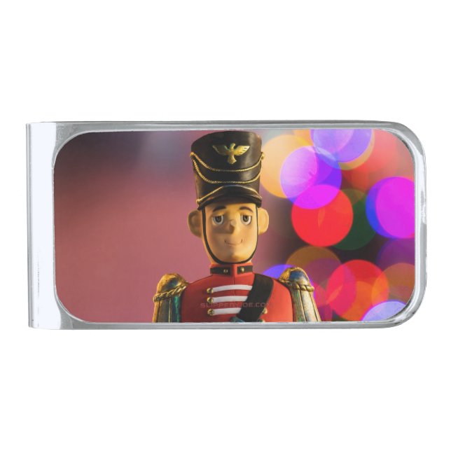 Christmas toy soldier figurine SlipperyJoe gay pri Silver Finish Money Clip (Front)