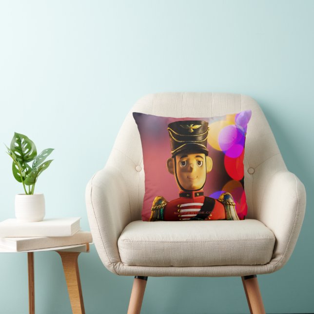 Christmas toy soldier figurine SlipperyJoe gay pri Throw Pillow (Chair)