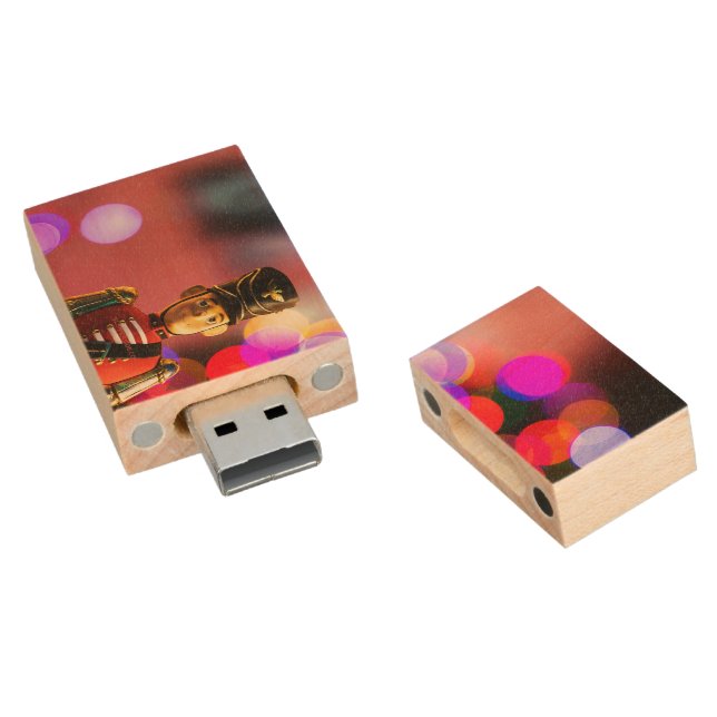 Christmas toy soldier figurine SlipperyJoe gay pri Wood Flash Drive (Angled)