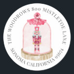 Christmas Toy Soldier Watercolor Return Address Classic Round Sticker<br><div class="desc">Toy solider pin watercolor return address envelope seal sticker for your holiday envelopes and packages.</div>