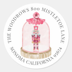 Christmas Toy Soldier Watercolor Return Address Classic Round Sticker