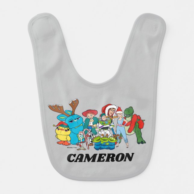 Christmas Toy Story Characters Baby Bib (Front)