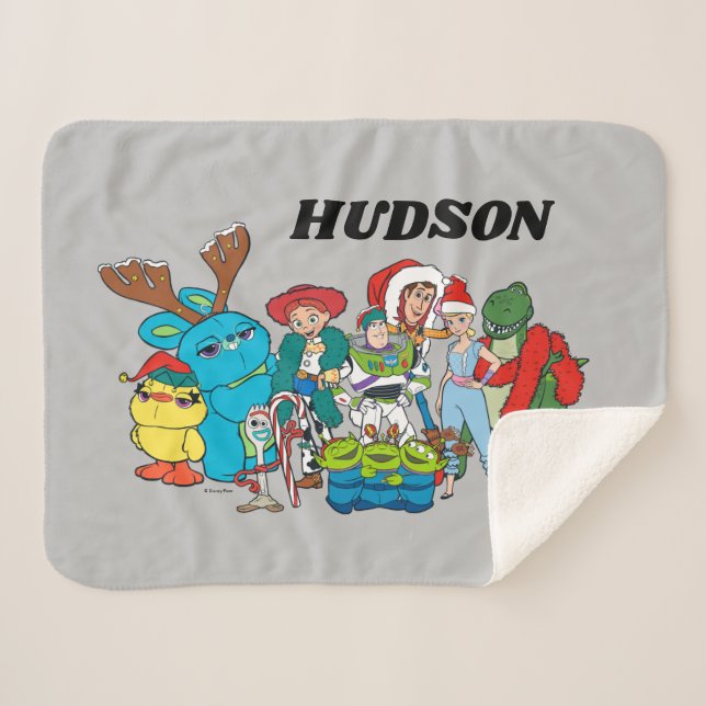 Christmas Toy Story Characters Sherpa Blanket (Front (Horizontal))