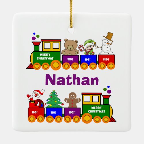Christmas Toy Train Ceramic Ornament