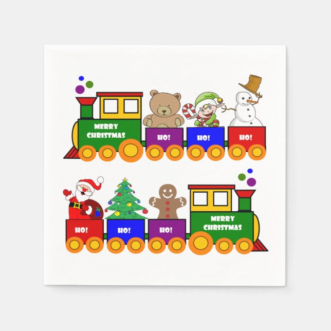 Christmas Toy Train Colorful Napkins (Front)