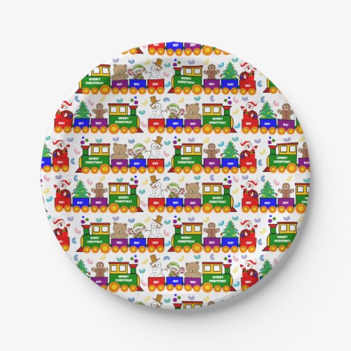 Christmas Toy Train Pattern Paper Plates