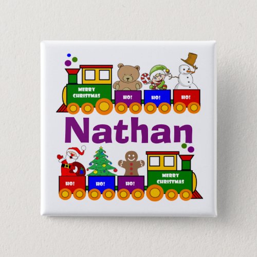 Christmas Toy Train Personalised Button