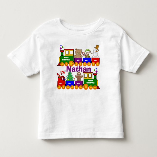 Christmas Toy Train Personalised Toddler T-shirt (Front)