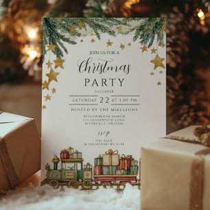 Christmas Toy Train Under the Tree Invitation