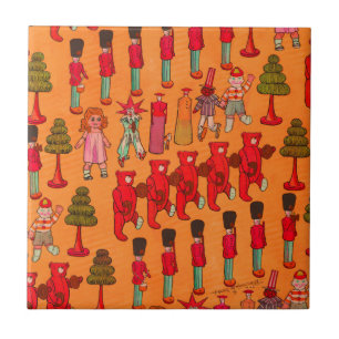 Christmas Toy Vintage Children Play Ceramic Tile