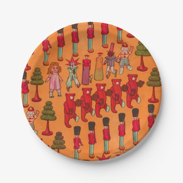 Christmas Toy Vintage Children Play Paper Plates (Front)