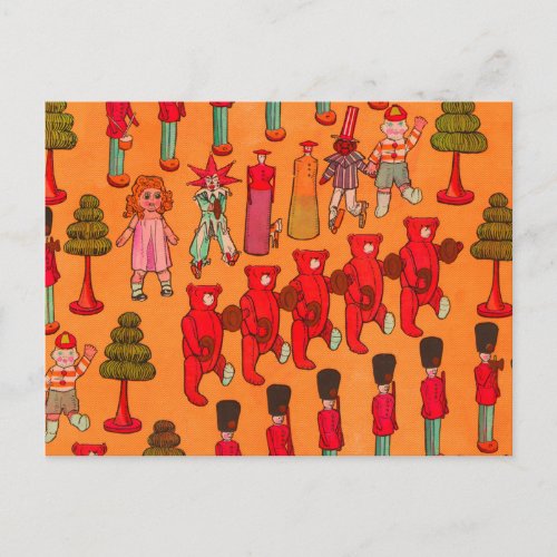 Christmas Toy Vintage Children Play Postcard