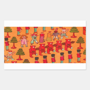 Christmas Toy Vintage Children Play Rectangular Sticker