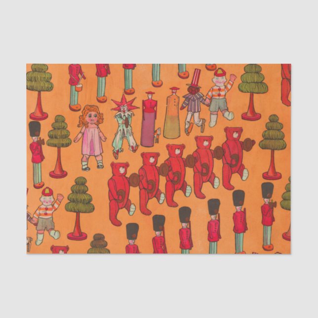 Christmas Toy Vintage Children Play Tissue Paper (Front)
