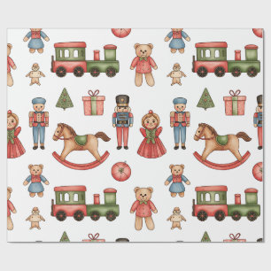 Christmas Toyland & Trains Wrapping Paper for Kids