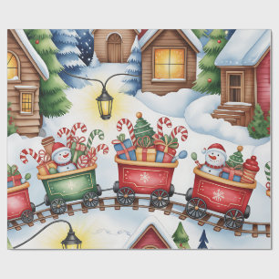 Christmas Toyland & Trains Wrapping Paper for Kids