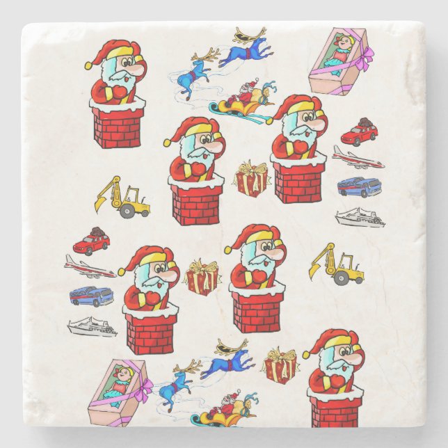 Christmas Toys Marble Stone Coaster, Santa  Coaster (Front)