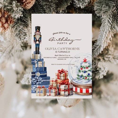 Christmas Toys Watercolor Winter Birthday Party Invitation