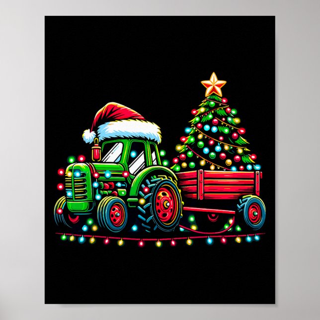 Christmas Tractor Boys Santa Xmas Farm Truck  Poster (Front)