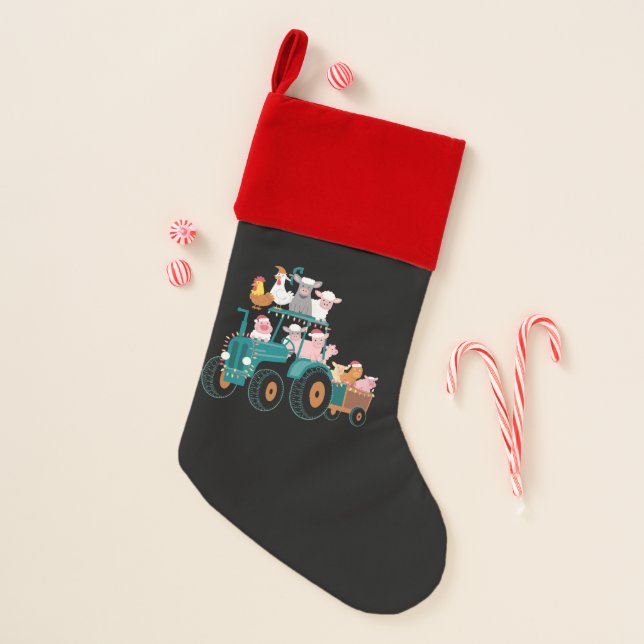 Christmas Tractor Farm Funny Holiday  Christmas Stocking (Front)