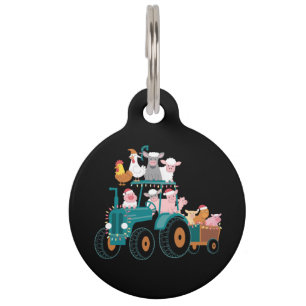 Christmas Tractor Farm Funny Holiday Pet ID Tag