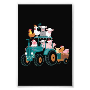 Christmas Tractor Farm Funny Holiday Photo Print