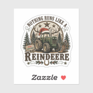 Christmas Tractor Reindeer Sticker