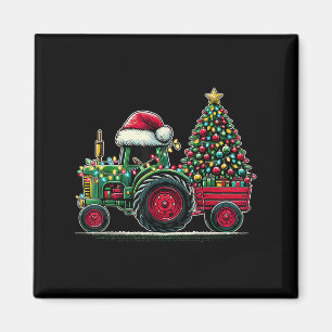 Christmas Tractor Santa Xmas Farm Truck Magnet