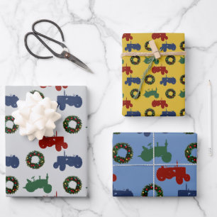 Christmas Tractors patterned Wrapping Paper Sheets