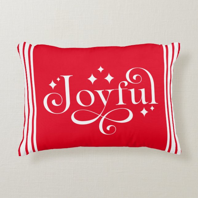 Christmas Traditional Joyful script Red Lumbar Accent Pillow (Front)