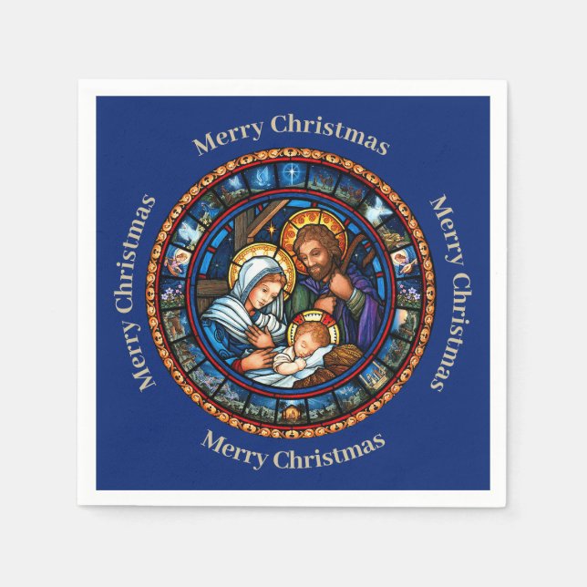Christmas Traditional Nativity Scene  Napkins (Front)
