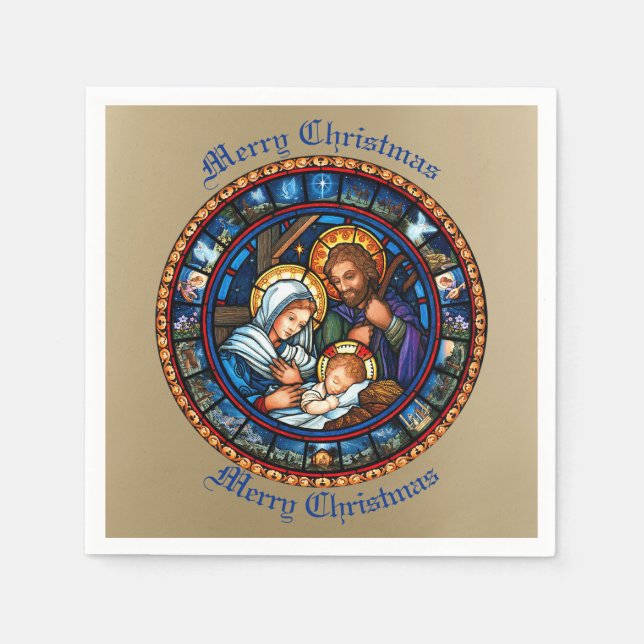 Christmas Traditional Nativity Scene  Napkins (Front)