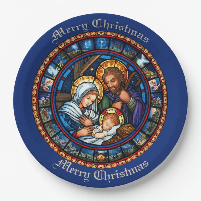 Christmas Traditional Nativity Scene  Paper Plates (Front)