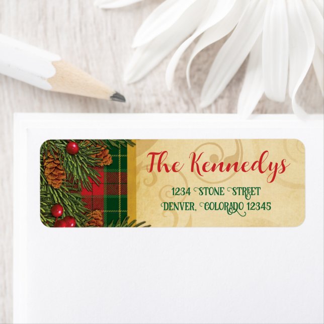 Christmas Traditional Plaid Tartan Address Label (Insitu)