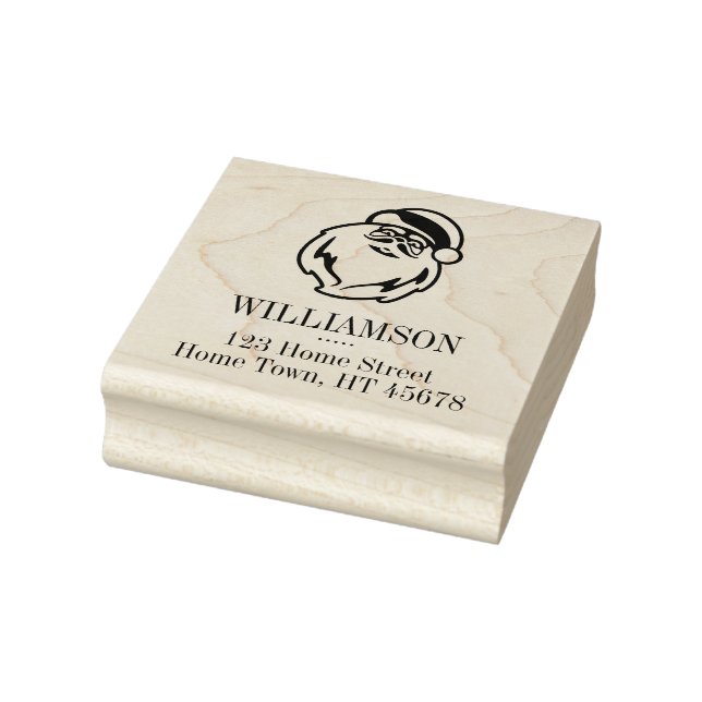 Christmas Traditional Santa Square Return Address Rubber Stamp (Stamp)