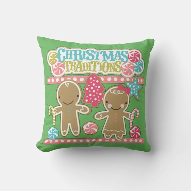 Christmas Traditions Throw Pillow (Front)