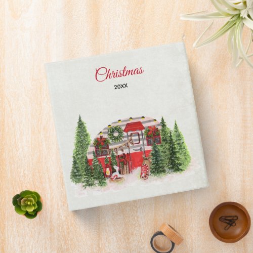  Christmas Trailer Camper Outdoorsy Theme 3 Ring Binder