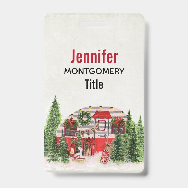 Christmas Trailer Camper Outdoorsy Theme Badge (Front)