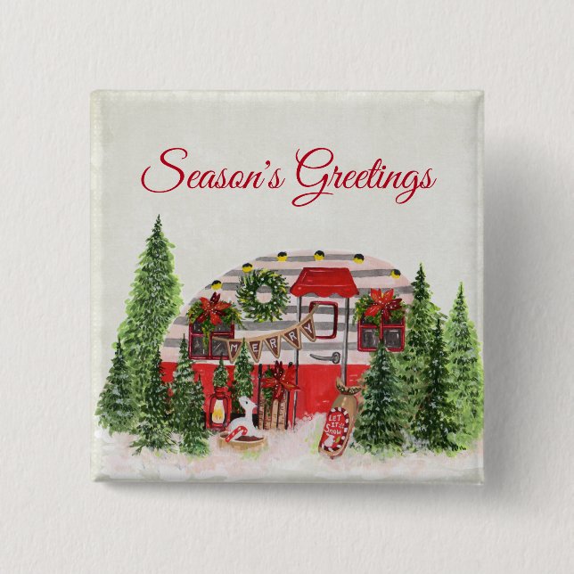  Christmas Trailer Camper Outdoorsy Theme Button (Front)