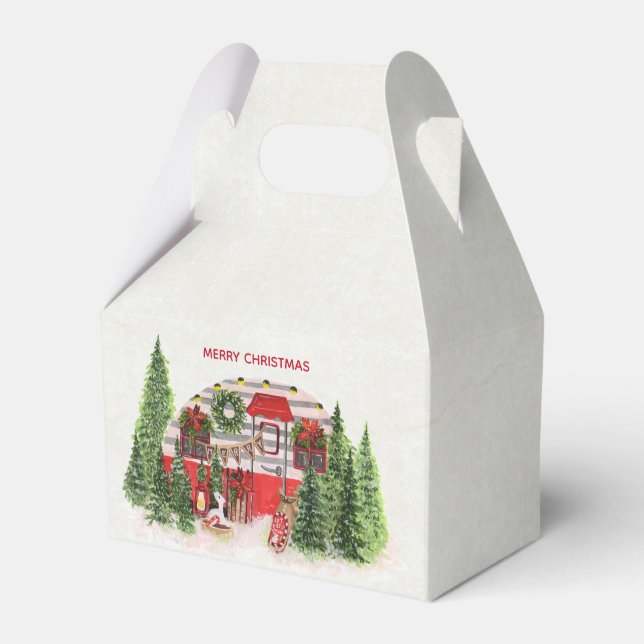 Christmas Trailer Camper Outdoorsy Theme Favor Boxes (Front Side)