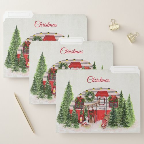 Christmas Trailer Camper Outdoorsy Theme File Folder